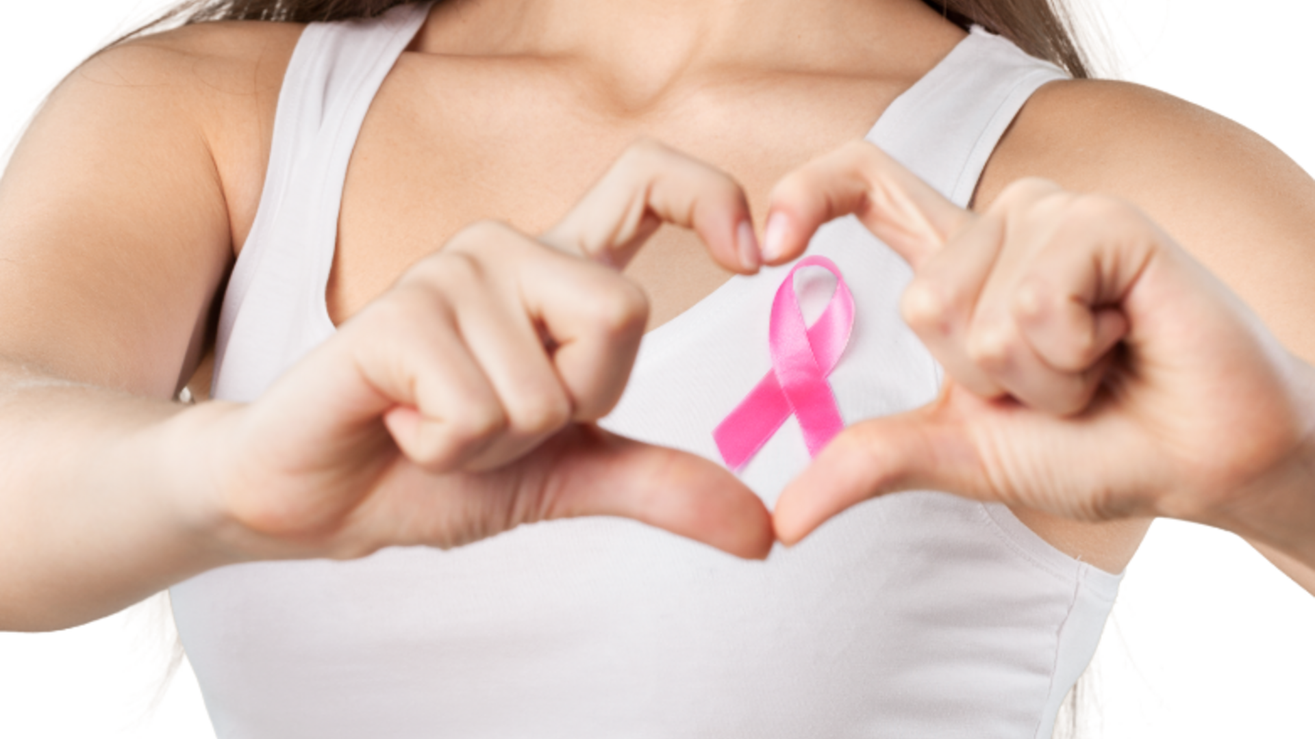 Frau mit Schleife gegen Brustkrebs